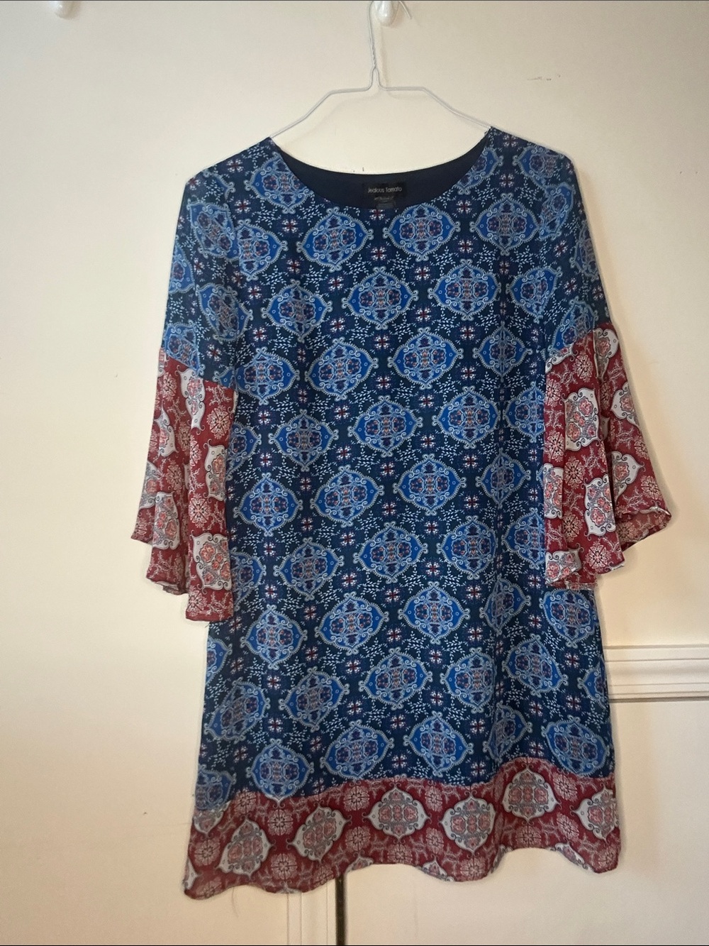 Jealous Tomato Navy Medallion Tunic with Red Accent